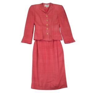 Dior Coral Pink Two-Piece Skirt Suit Blazer & Jacket